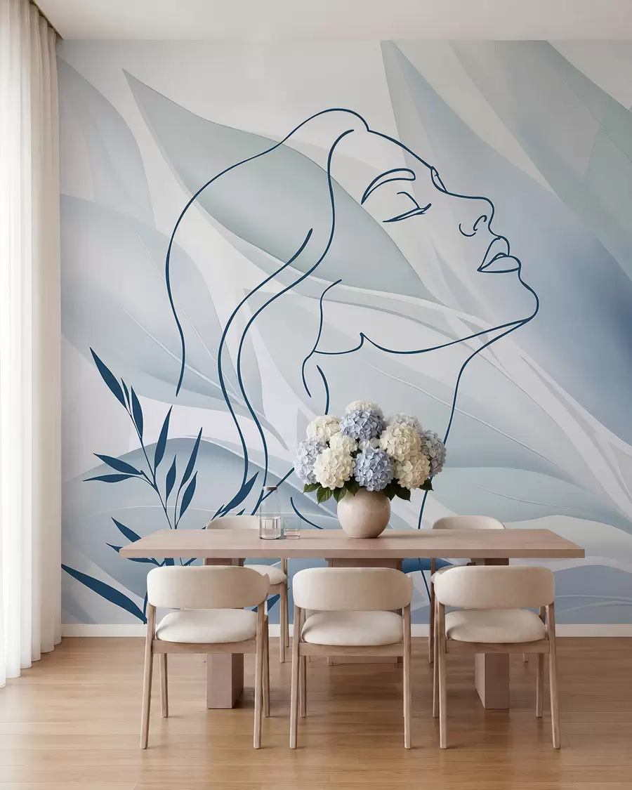 Wall Mural Photo Wallpaper Silhouette of a face on an abstract background w05787