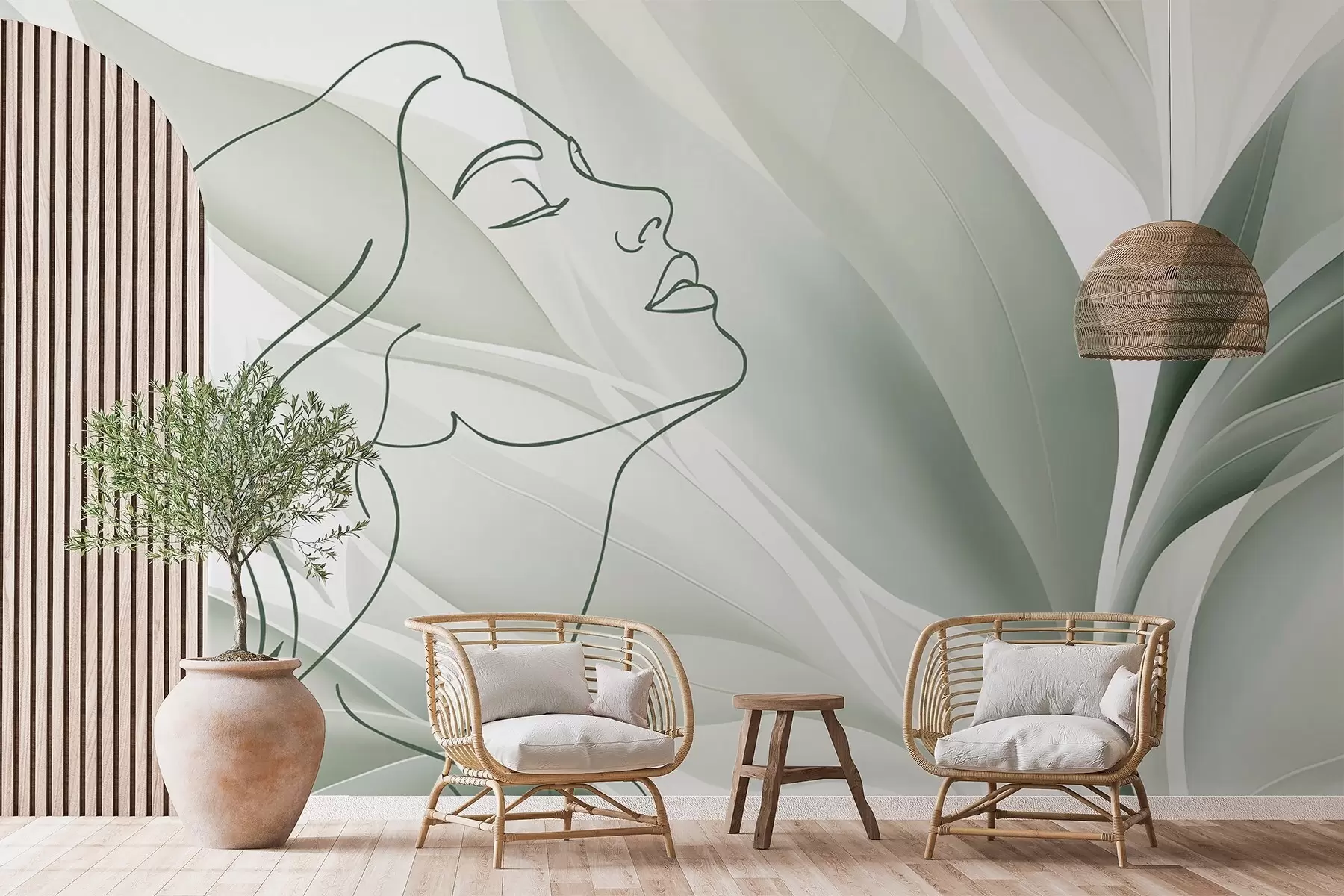 Wall Mural Photo Wallpaper Silhouette of a face on an abstract background w05787v1