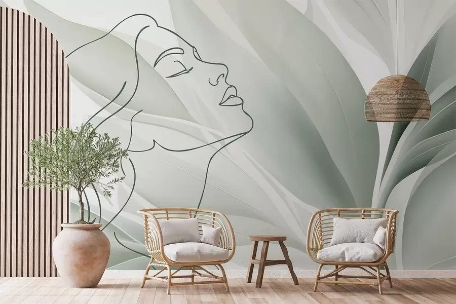 wall murals Silhouette of a face on an abstract background w05787v1