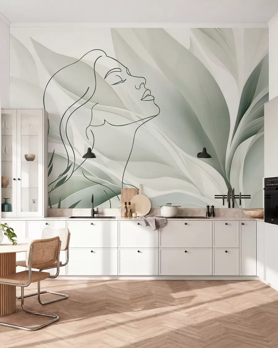 Wall Mural Photo Wallpaper Silhouette of a face on an abstract background w05787v1