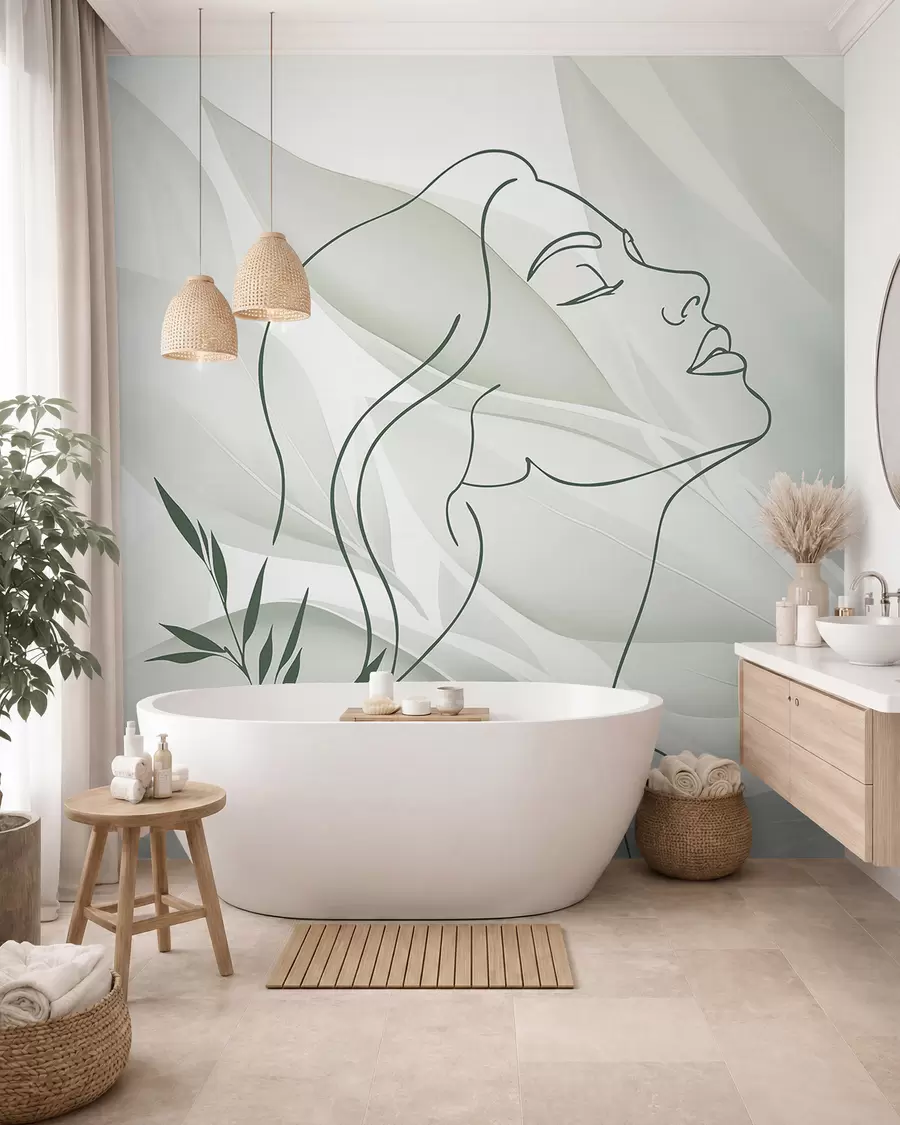 peintures murales Silhouette d'un visage sur un fond abstrait w05787v1