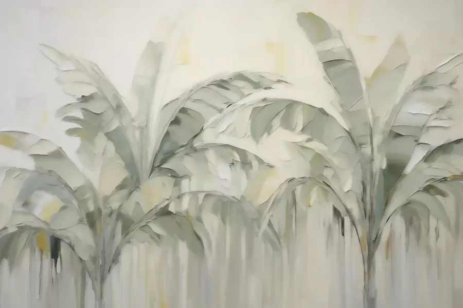 wall murals Abstract palm leaves, imitation of painting w05826