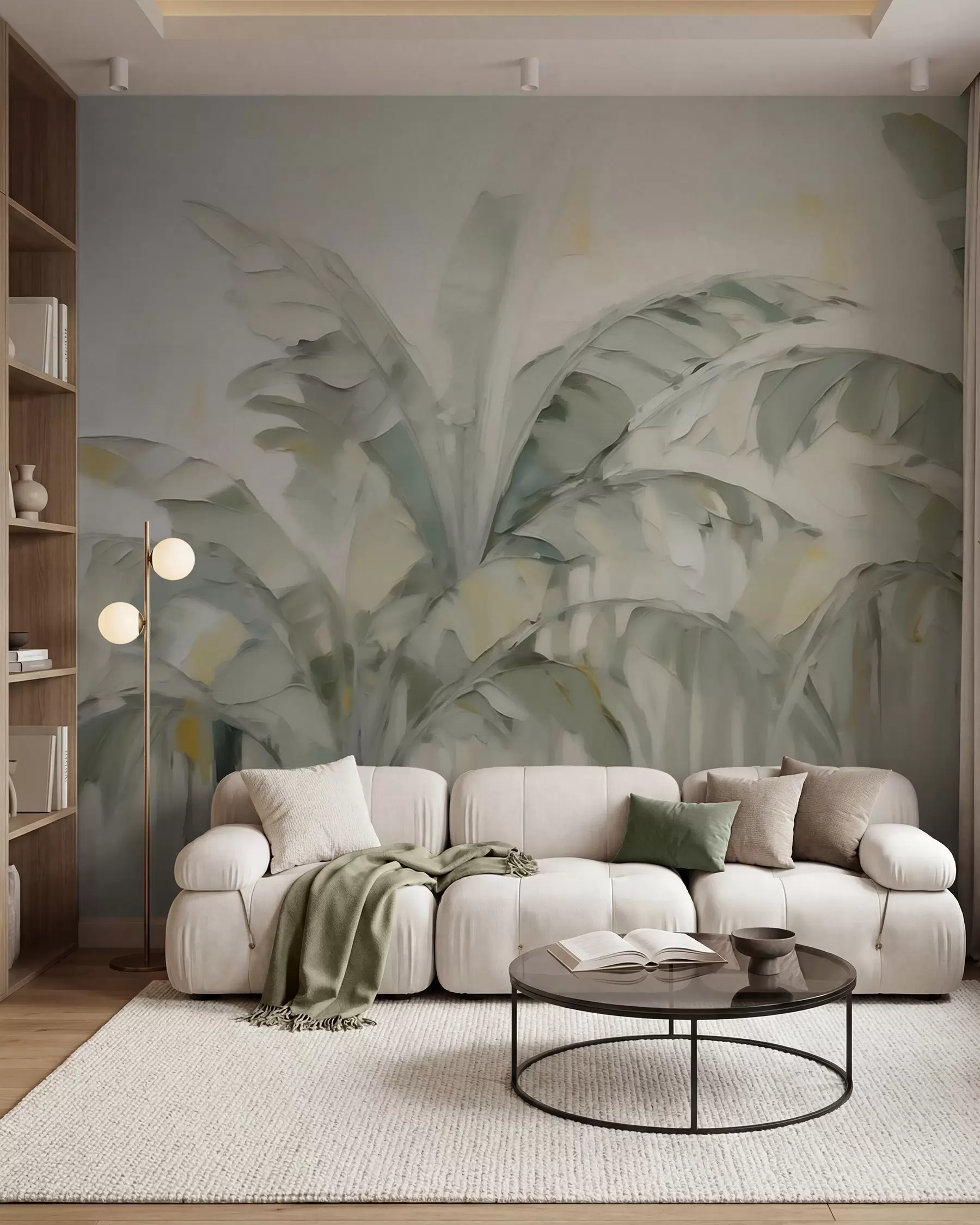 peintures murales Feuilles de palmier abstraites, imitation de peinture w05826
