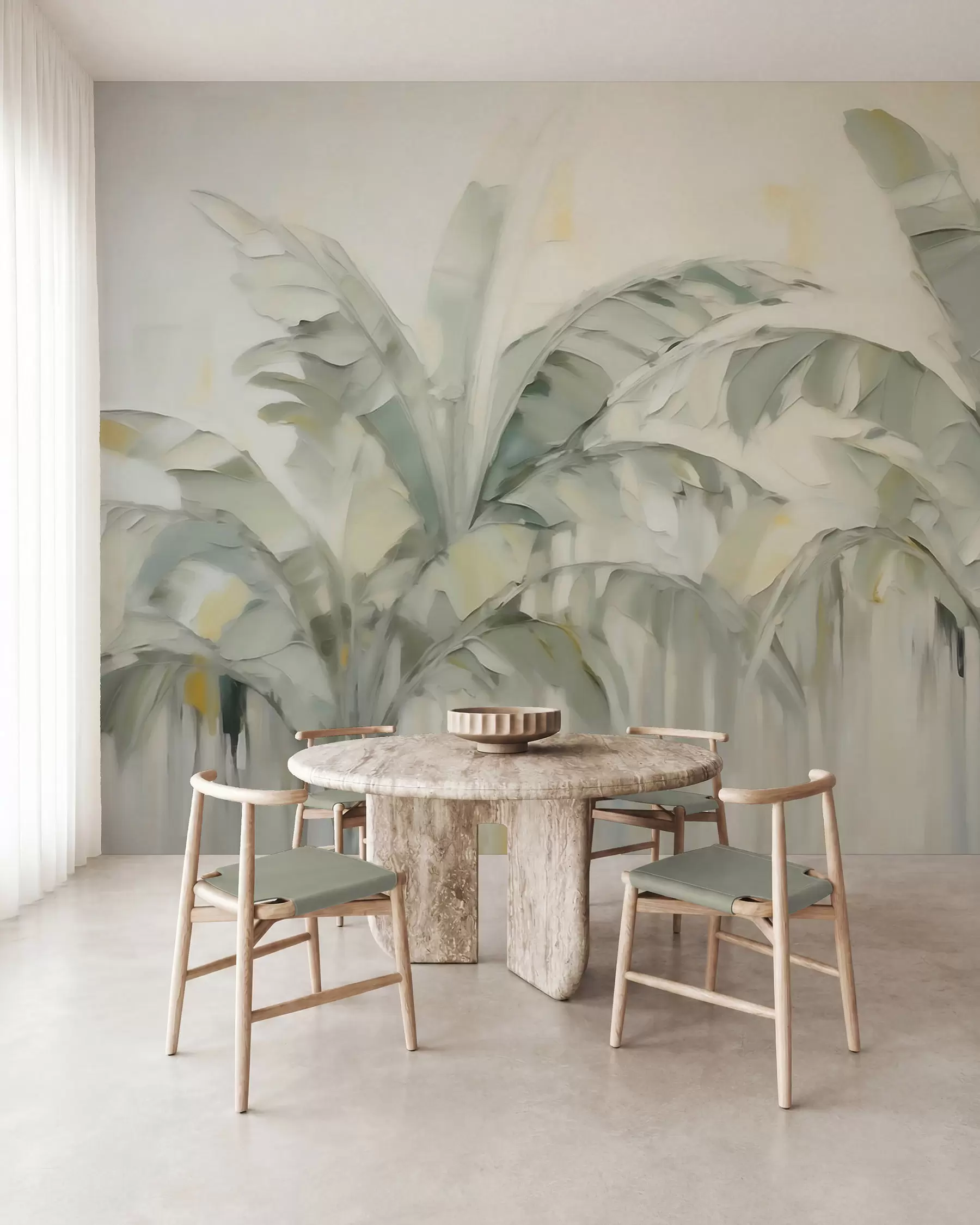 Wall Mural Photo Wallpaper Abstract palm leaves, imitation of painting w05826