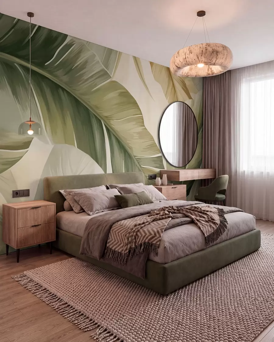 wall murals Long banana leaves w05828