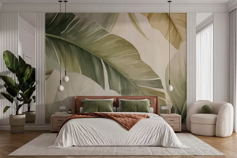 peintures murales De longues feuilles de bananier w05828