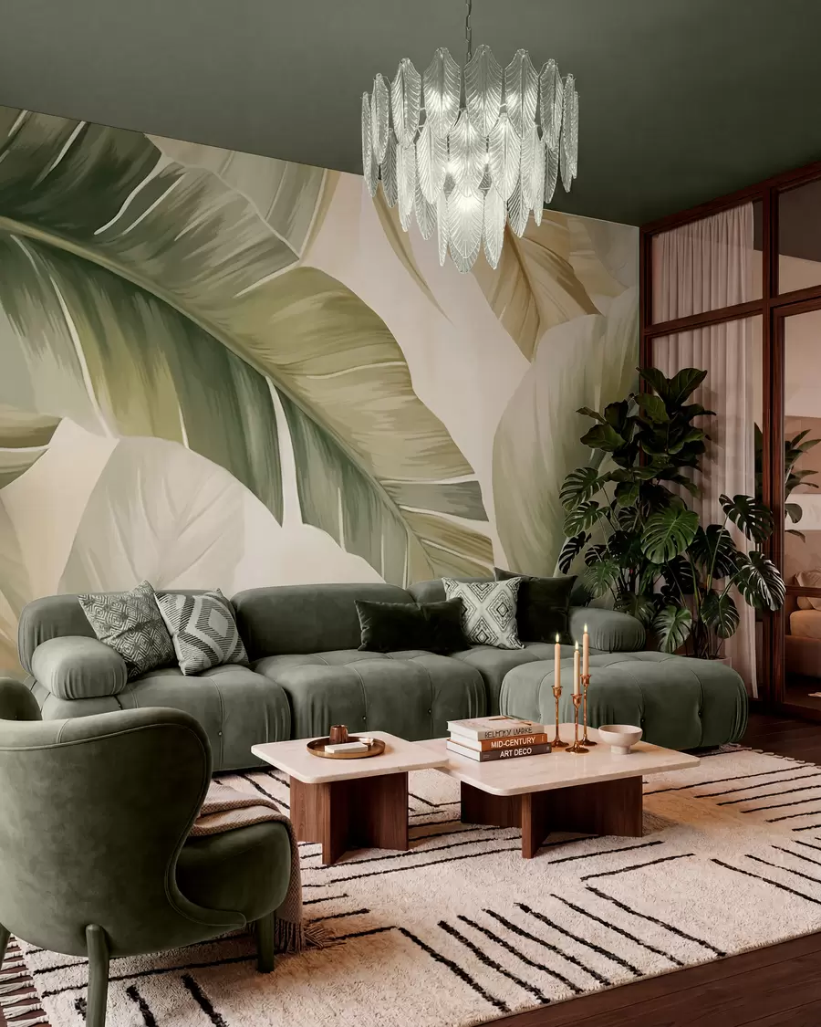 wall murals Long banana leaves w05828