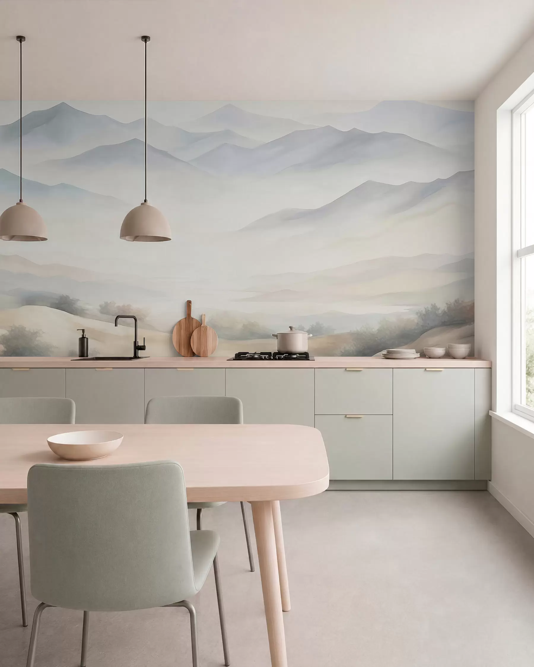 peintures murales Paysage montagneux aux reliefs variés w05834