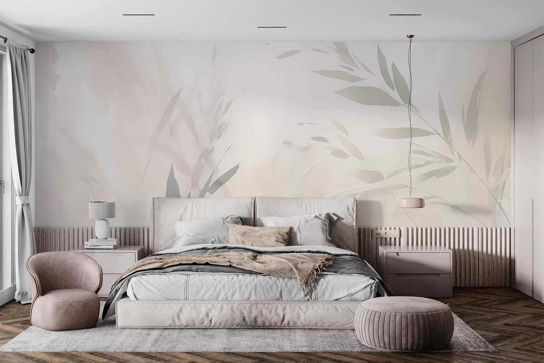 peintures murales Herbe, feuilles coupantes w05837