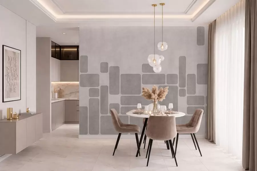 Wall Mural Photo Wallpaper Geometric pattern in soft gray and blush tones w05141v1