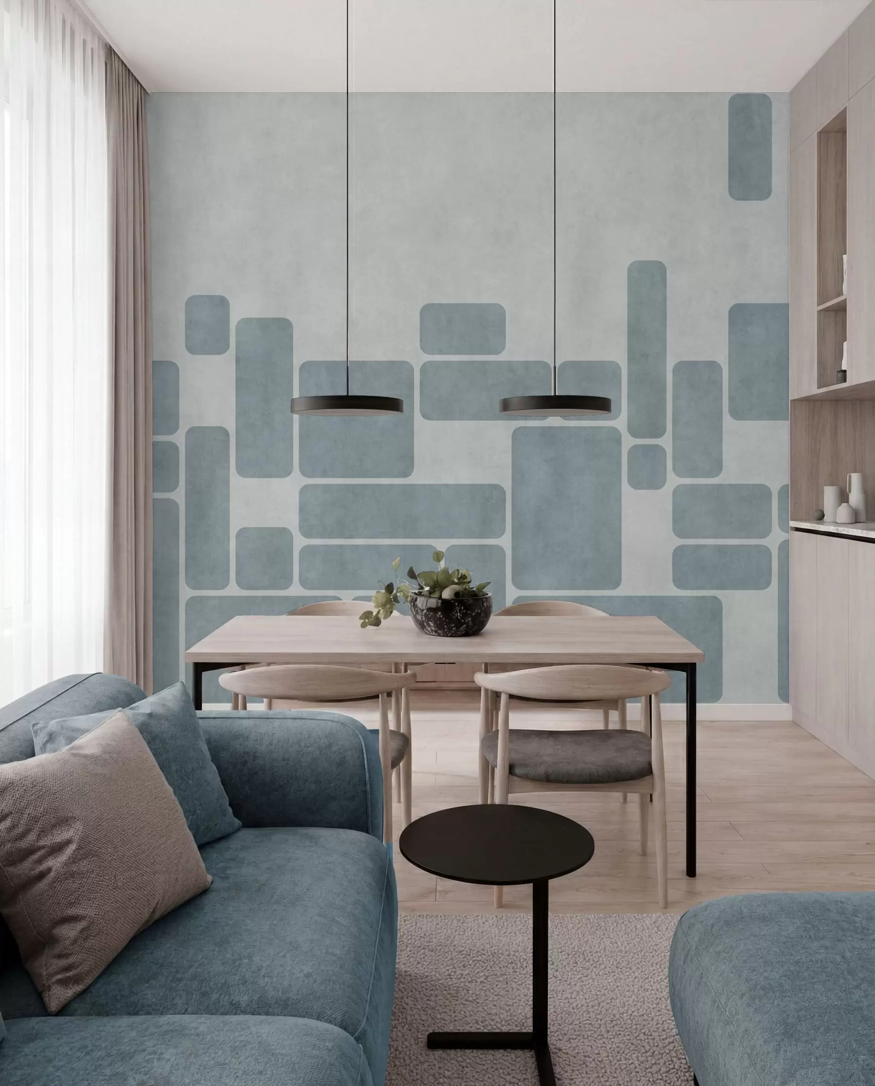 wall murals Geometric pattern in light blue tones w05141v2