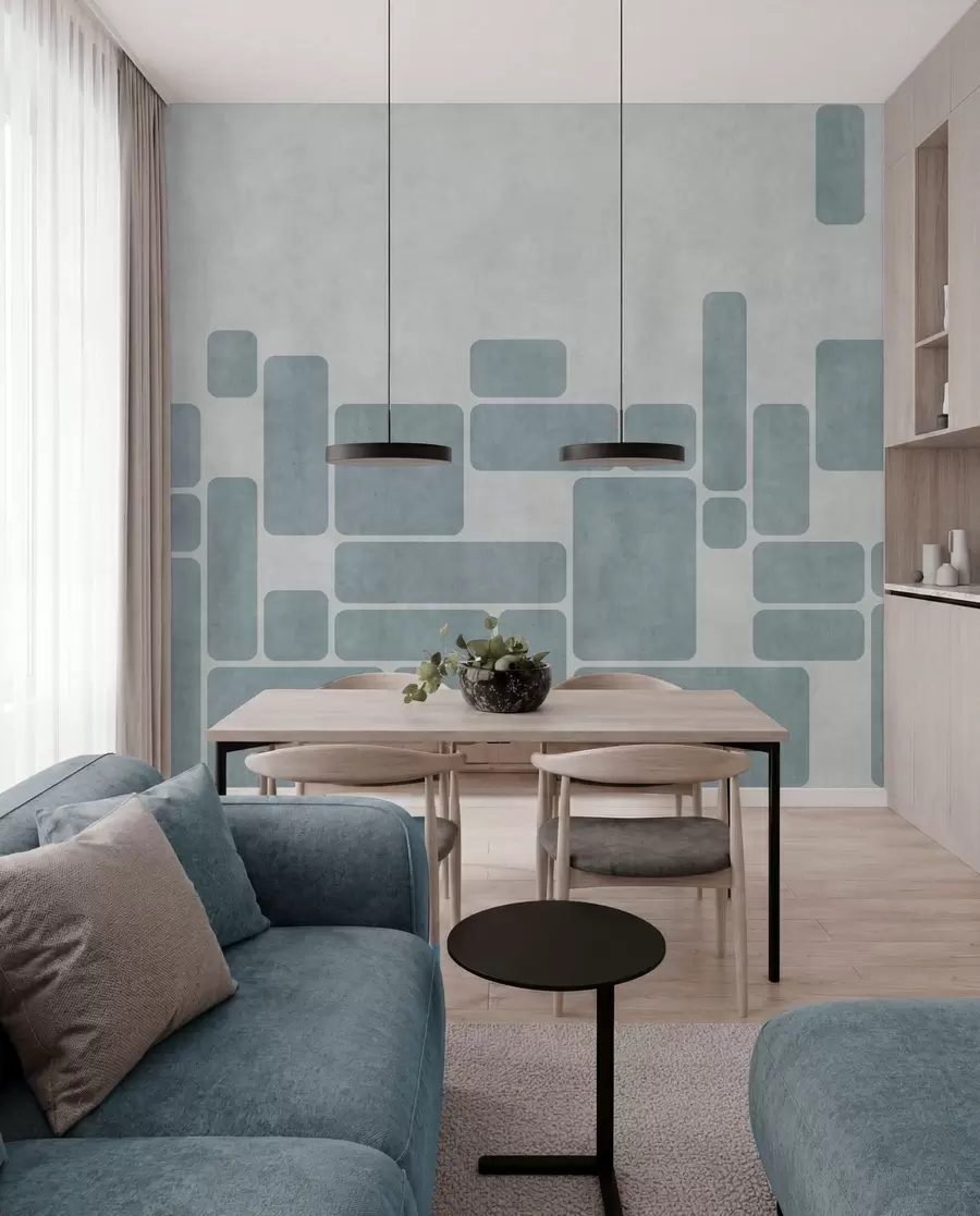 Wall Mural Photo Wallpaper Geometric pattern in light blue tones w05141v2