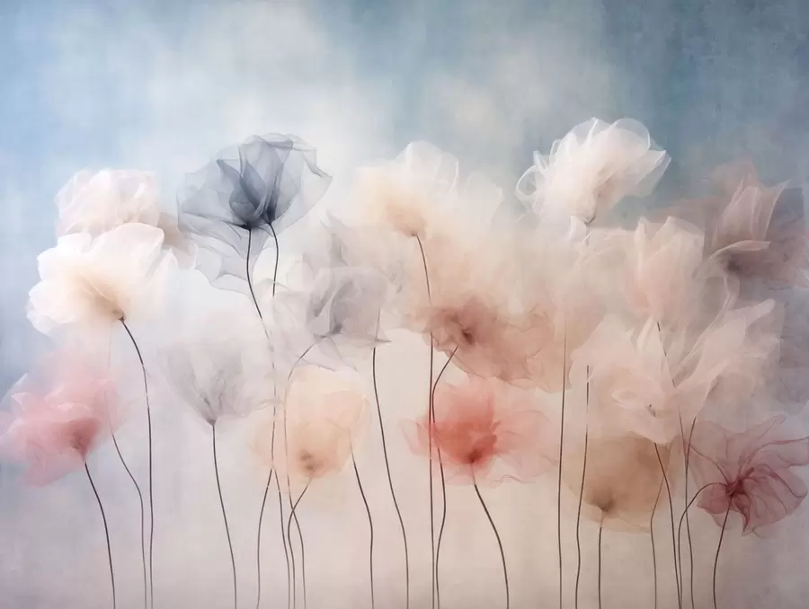 wall murals Airy flowers in delicate pastel shades w05818
