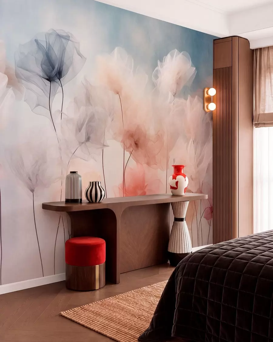 Wall Mural Photo Wallpaper Airy flowers in delicate pastel shades w05818
