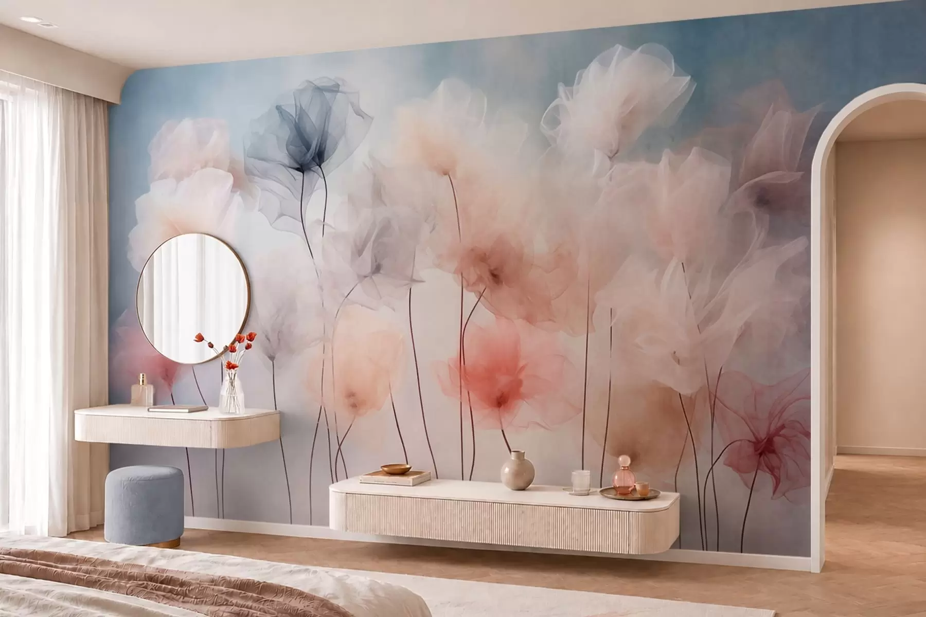 wall murals Airy flowers in delicate pastel shades w05818