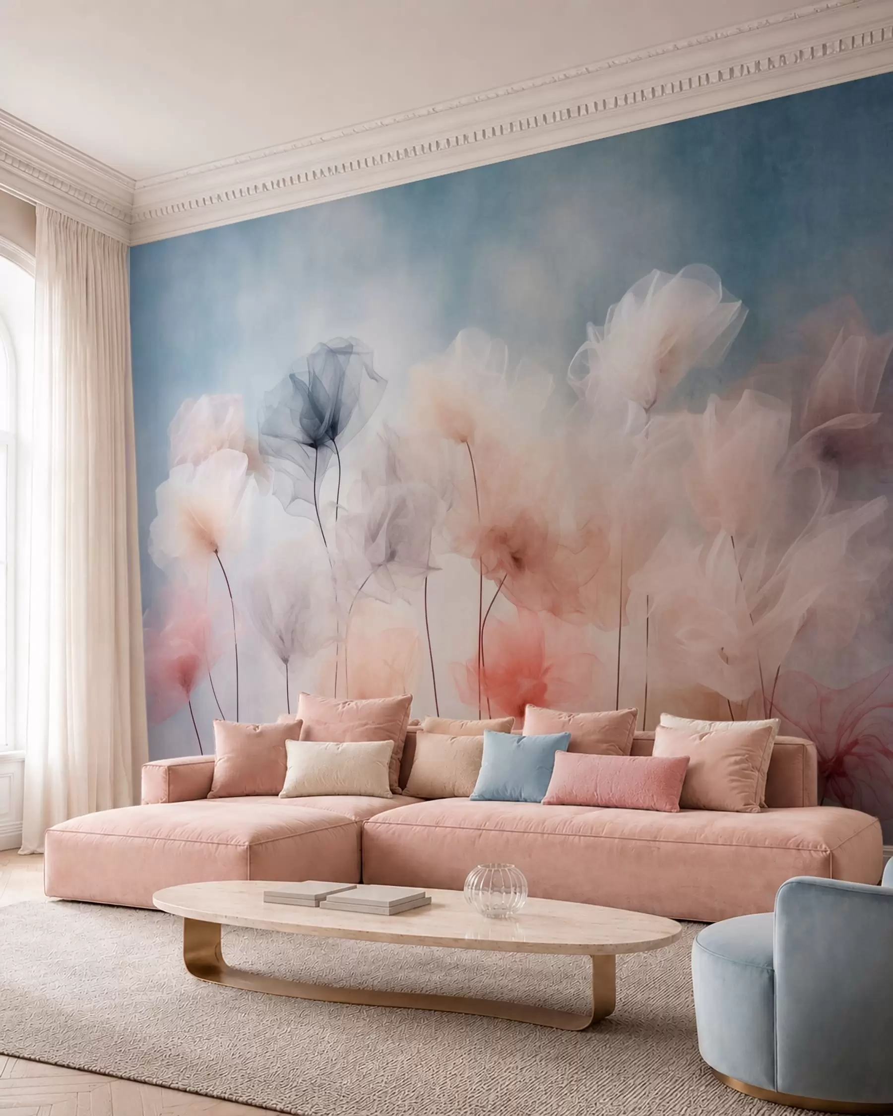 peintures murales Des fleurs aériennes aux délicates nuances pastel w05818