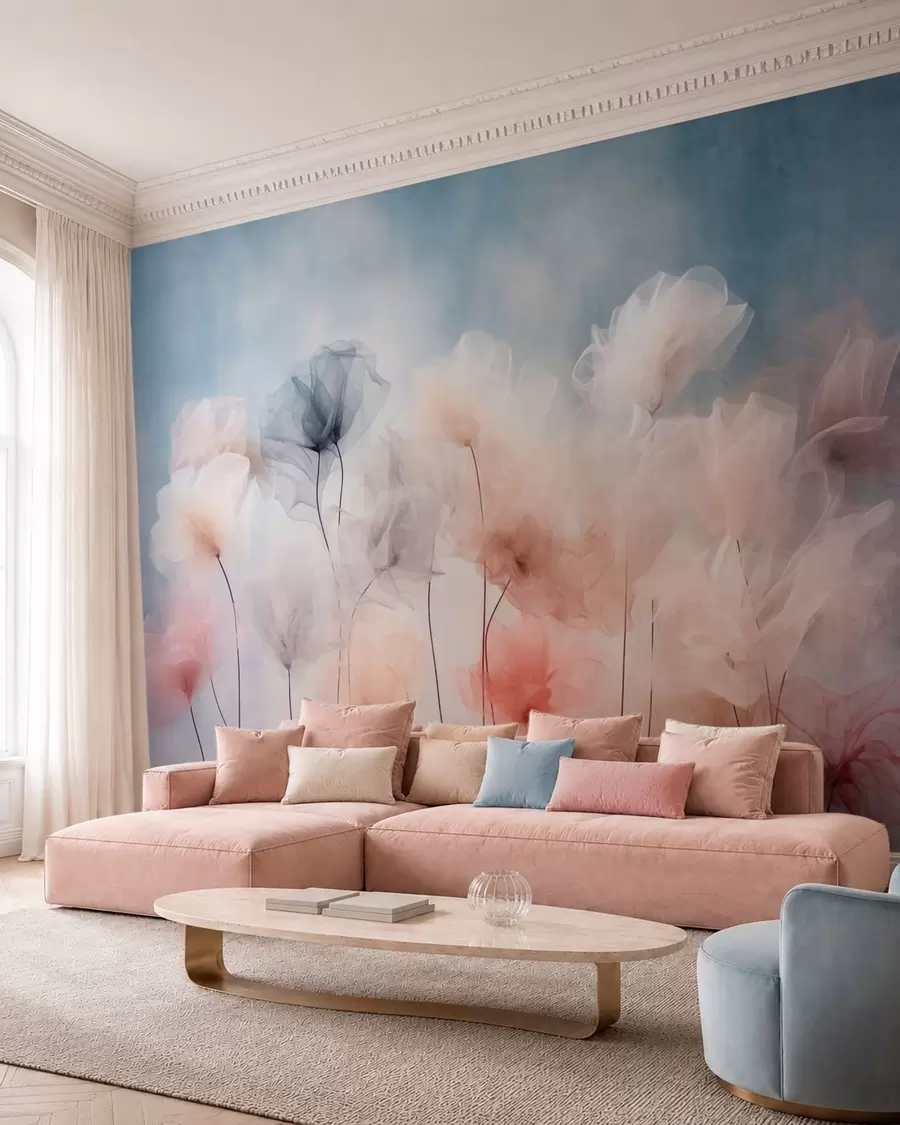 wall murals Airy flowers in delicate pastel shades w05818