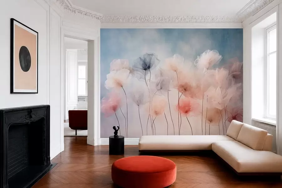 wall murals Airy flowers in delicate pastel shades w05818