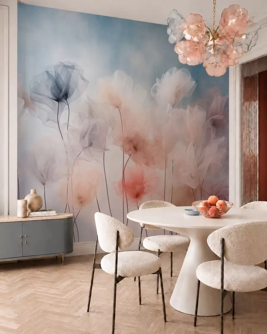 Wall Mural Photo Wallpaper Airy flowers in delicate pastel shades w05818