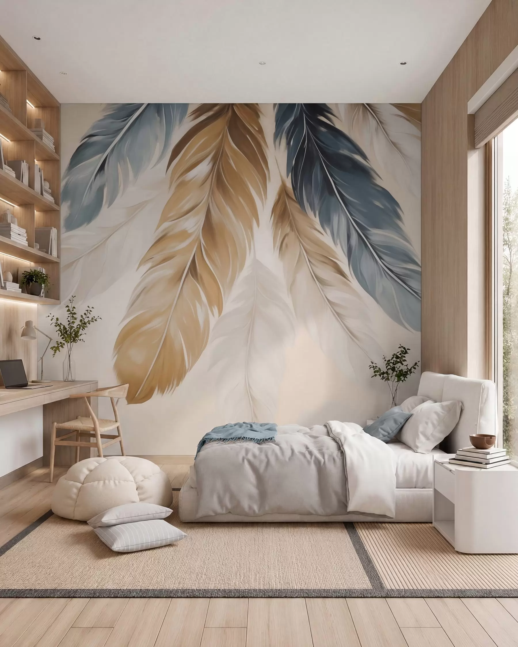 Wall Mural Photo Wallpaper Ocher Feathers w05845
