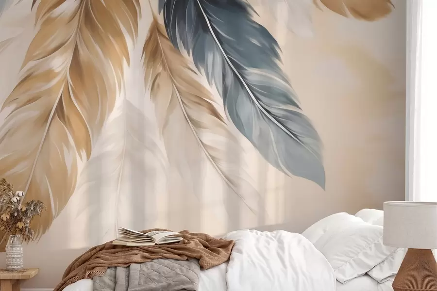 Wall Mural Photo Wallpaper Abstract feathers, imitation of painting w05845