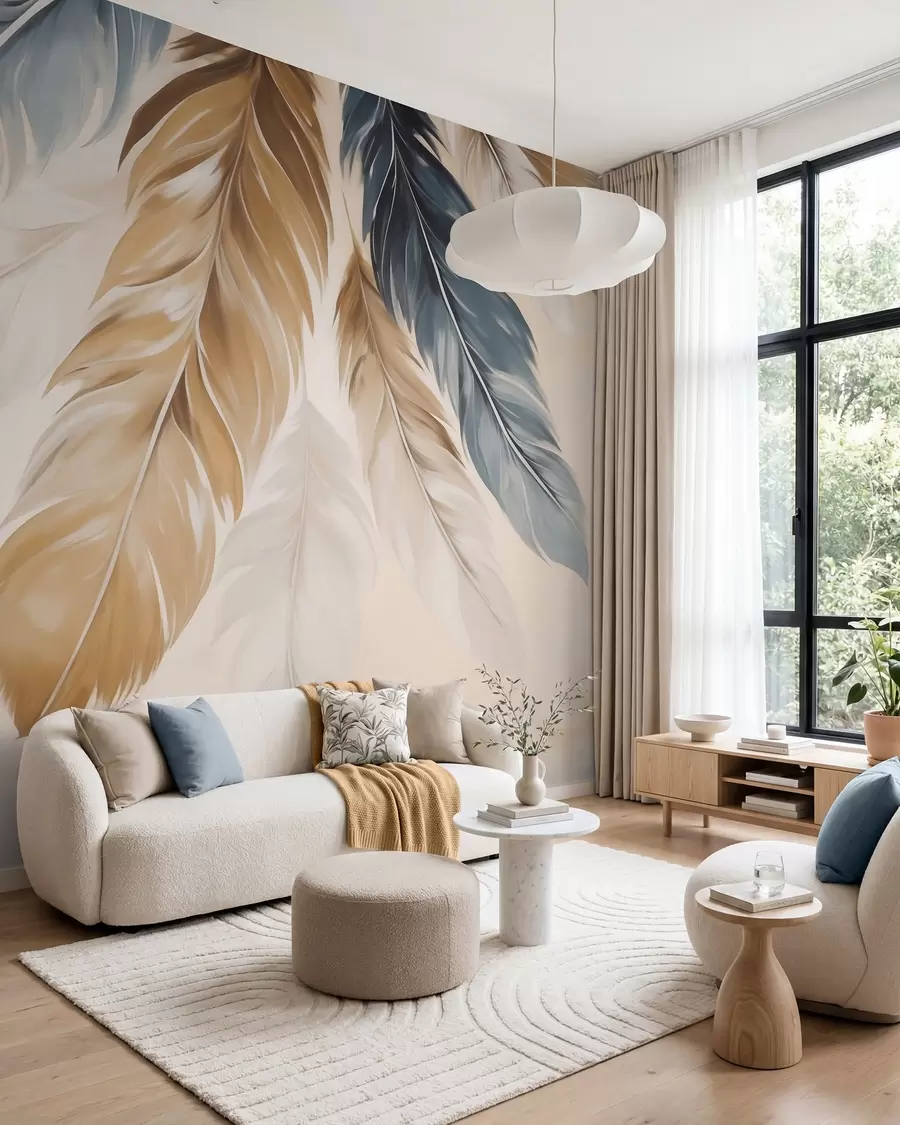 wall murals Abstract feathers, imitation of painting w05845