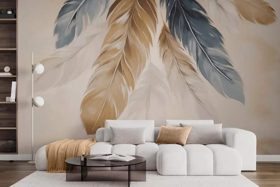 peintures murales Plumes abstraites, imitation de peinture w05845