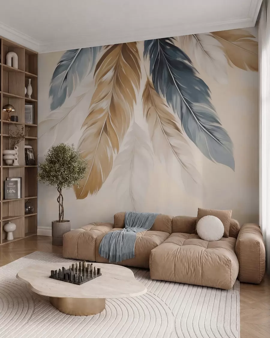 peintures murales Plumes abstraites, imitation de peinture w05845