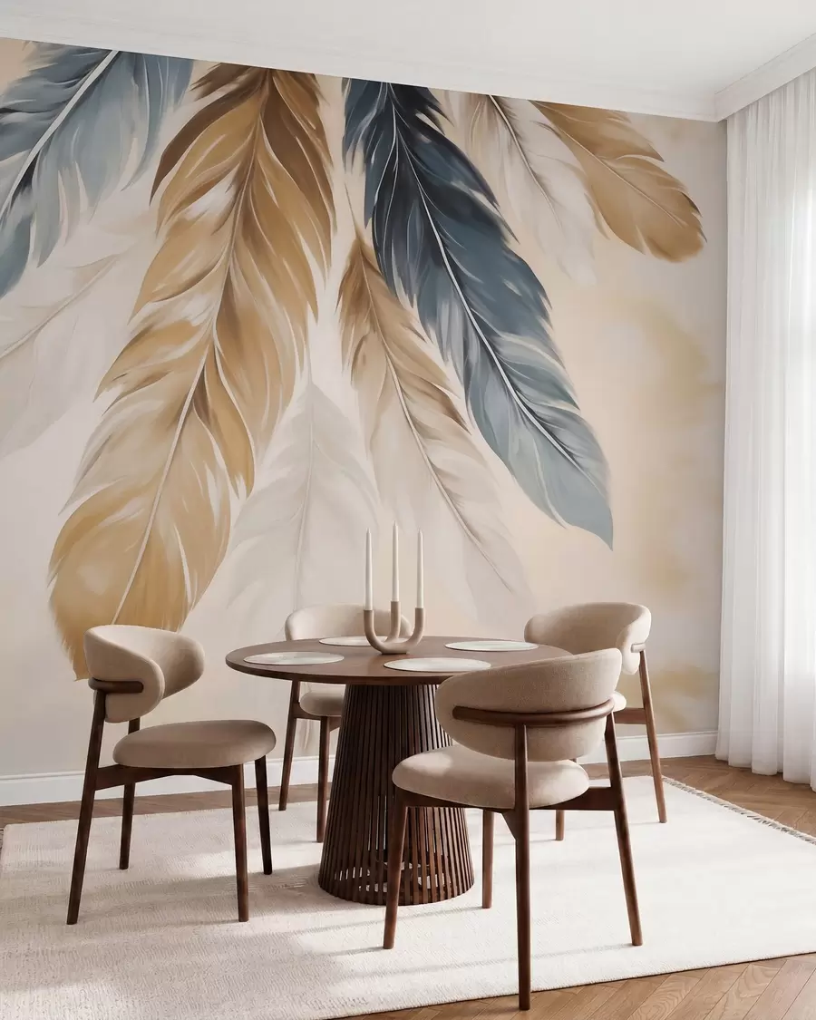 Wall Mural Photo Wallpaper Abstract feathers, imitation of painting w05845