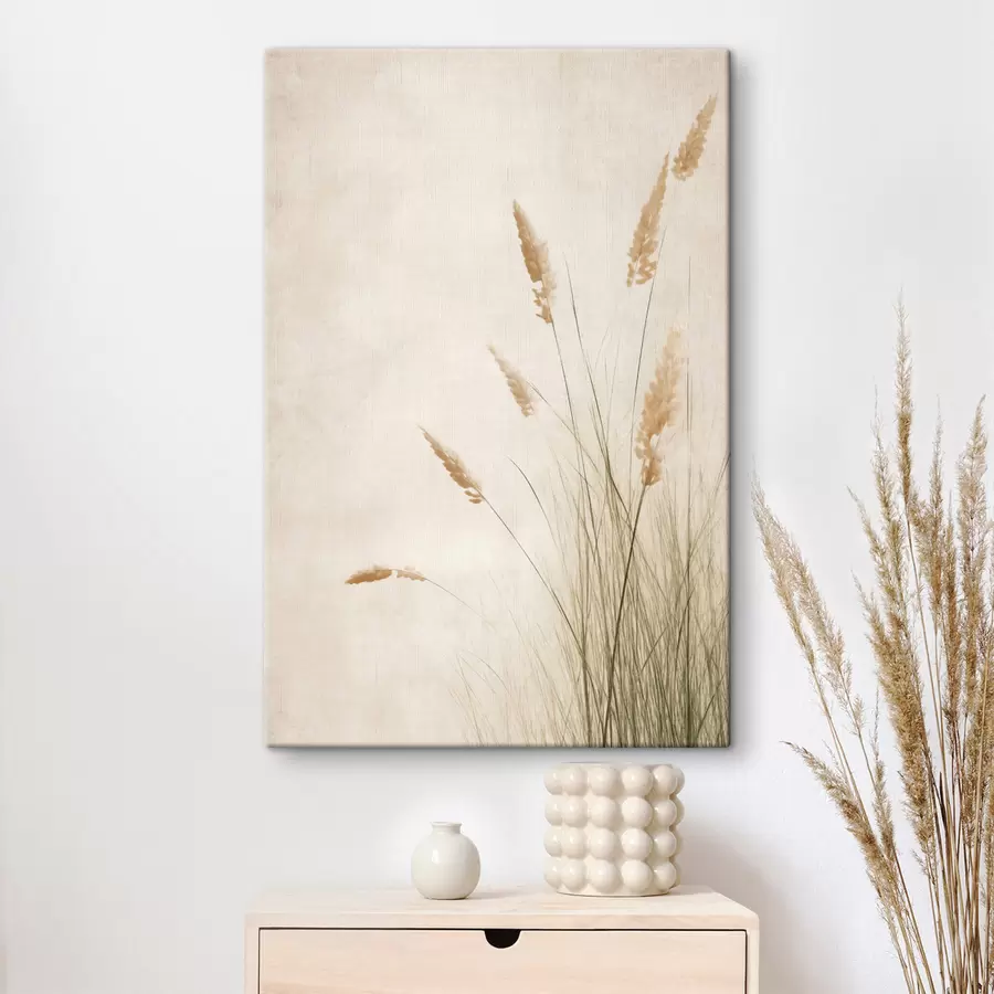 wall murals Tall, dry grass stalks, blurred textured background s50203