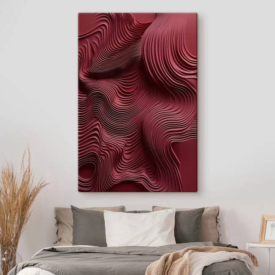 wall murals Dark red, wavy layered abstract smooth textures, modern art s50222