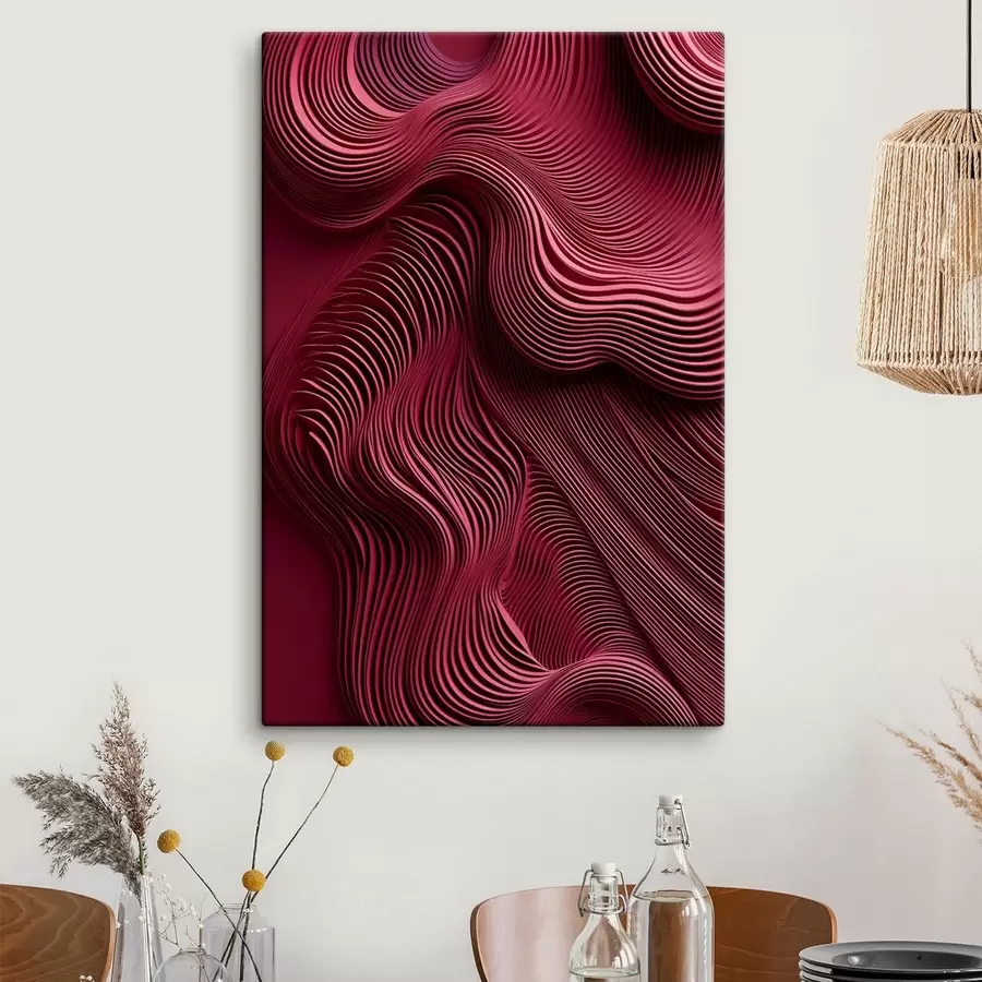 murales Rojo oscuro, texturas abstractas lisas en capas onduladas, arte moderno s50223