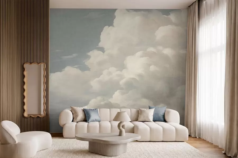 wall murals Pearl mist with soft creamy clouds drifting across a tranquil sky w05855