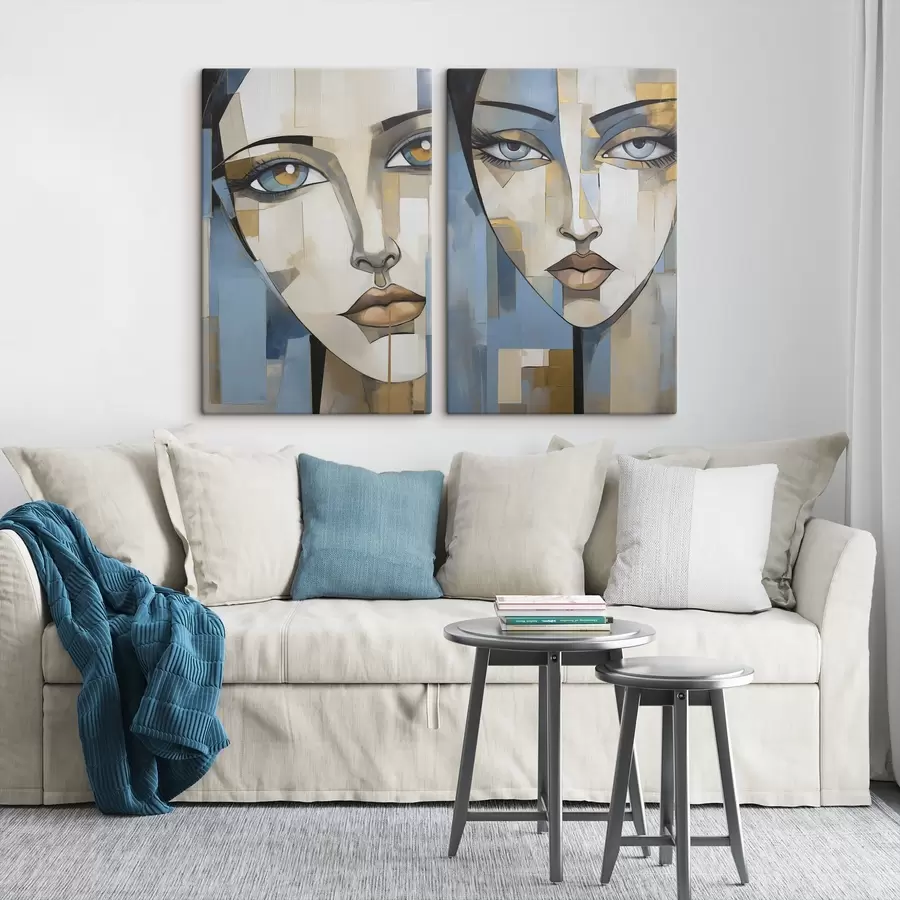 wall murals Abstract face, imitation of painting m30859