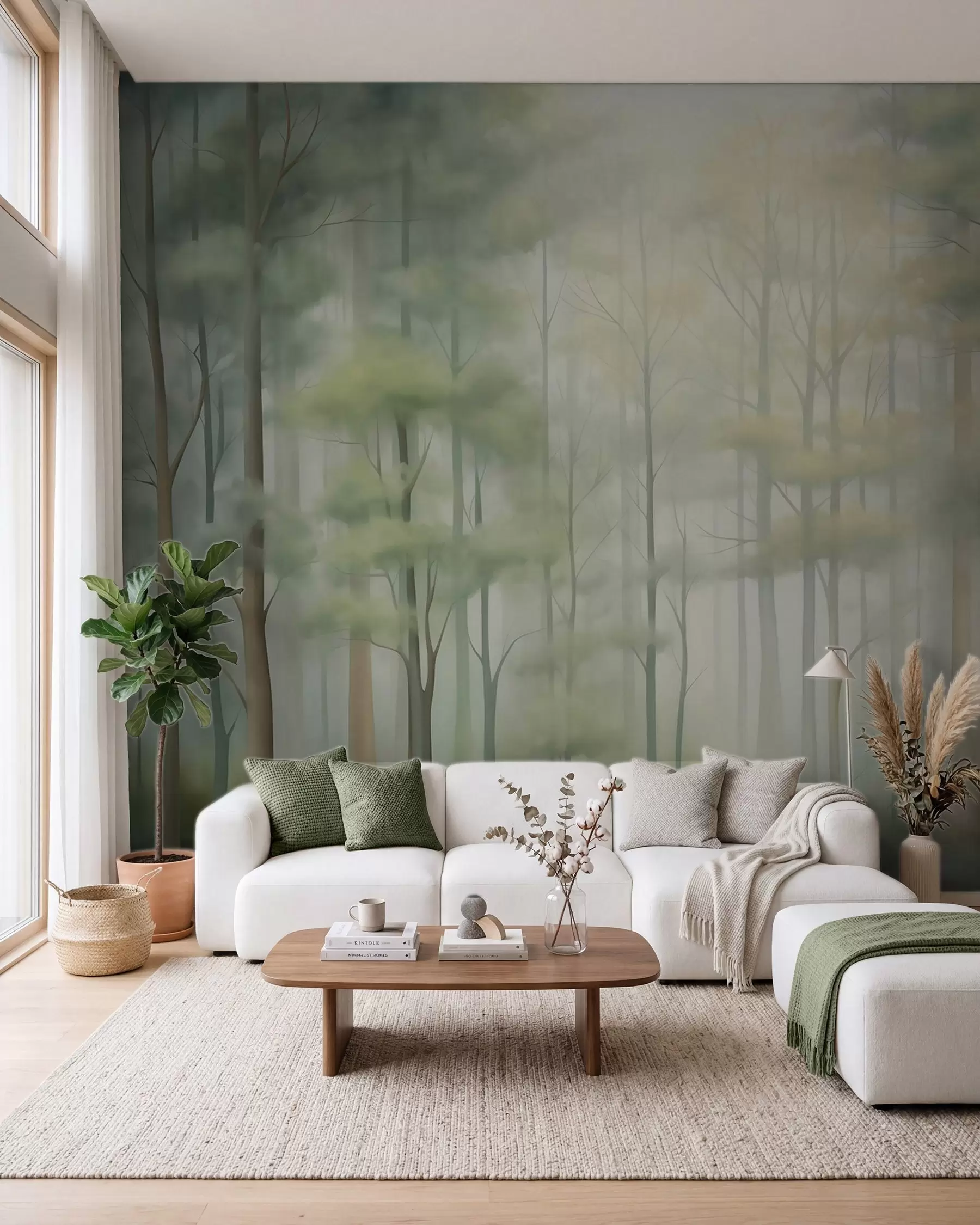 peintures murales Forêt de feuillus abstraite w05673