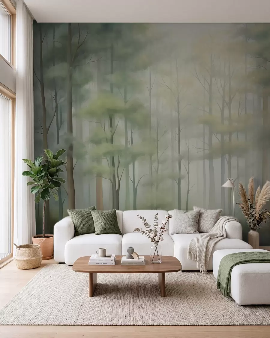 peintures murales Forêt de feuillus abstraite w05673