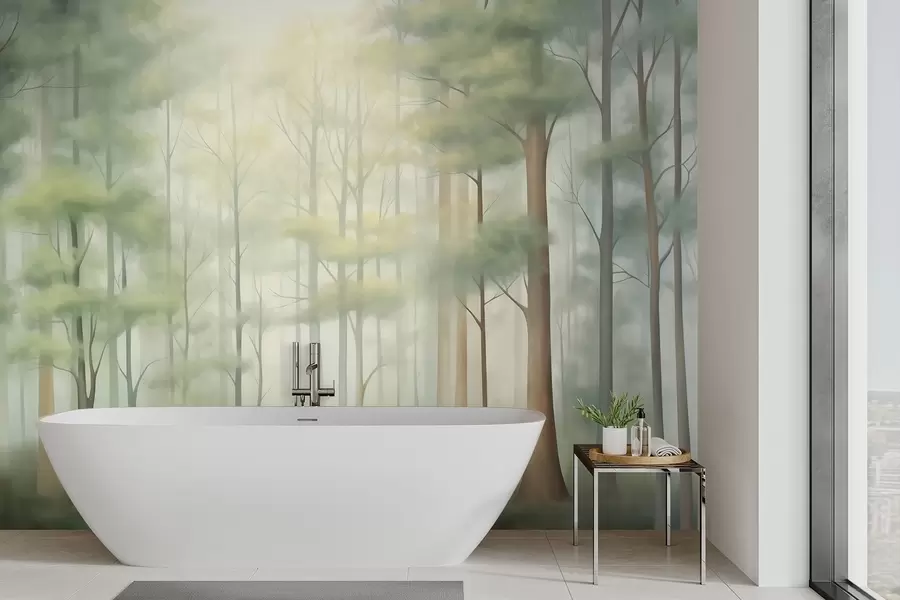 peintures murales Forêt de feuillus abstraite w05673