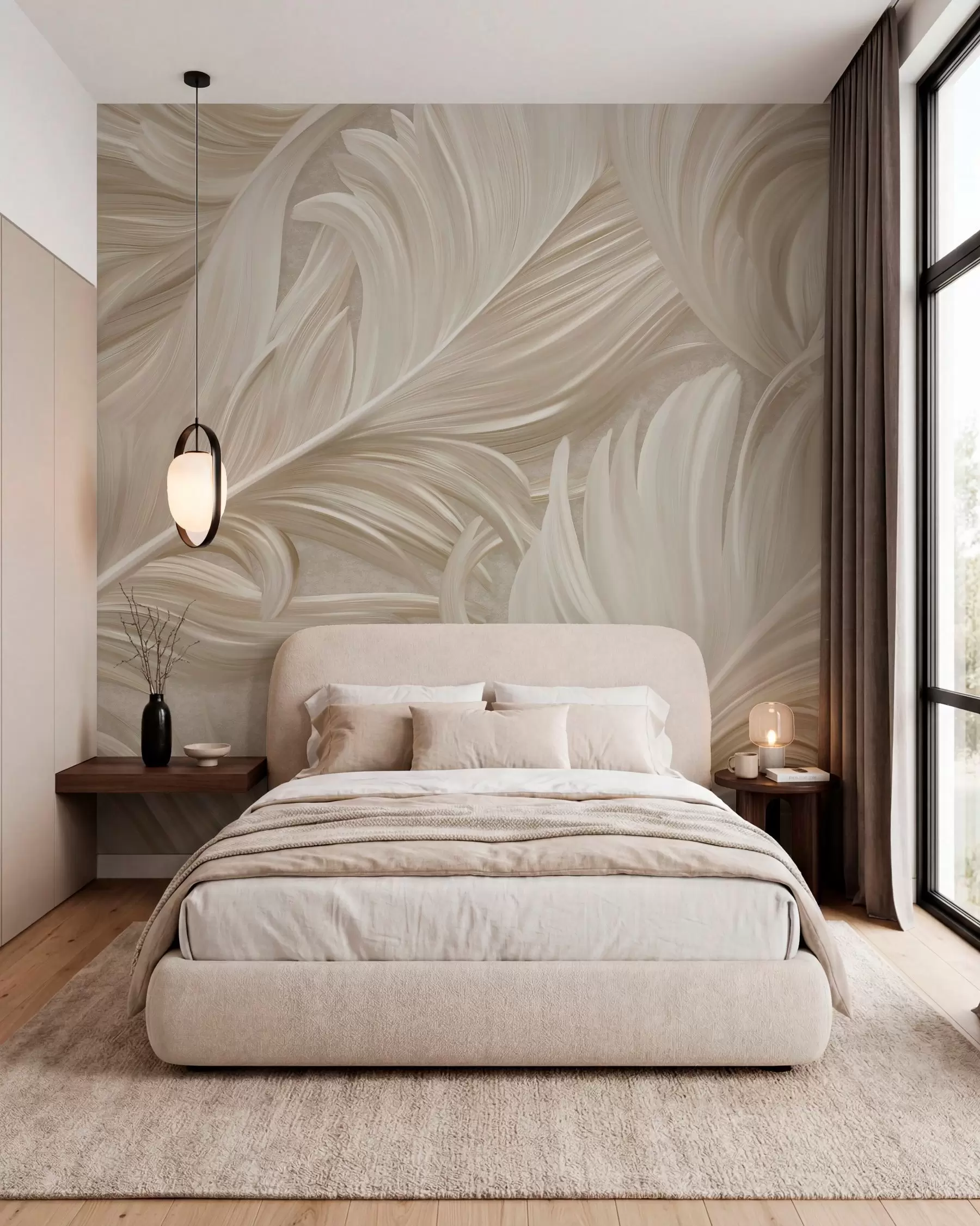 peintures murales Plumes sable w05757