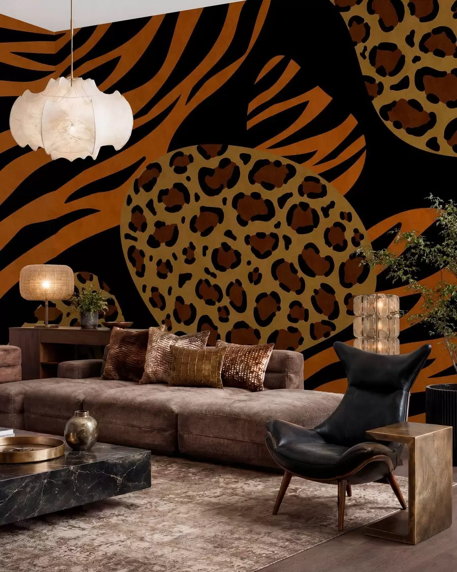 murales Estampados de leopardo y tigre inspirados en animales salvajes w05759