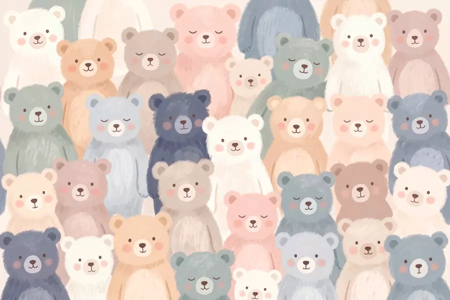 murales Osos en colores pastel w10010