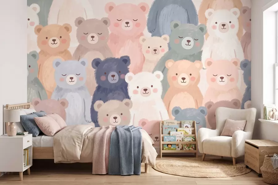 murales Osos en colores pastel w10010