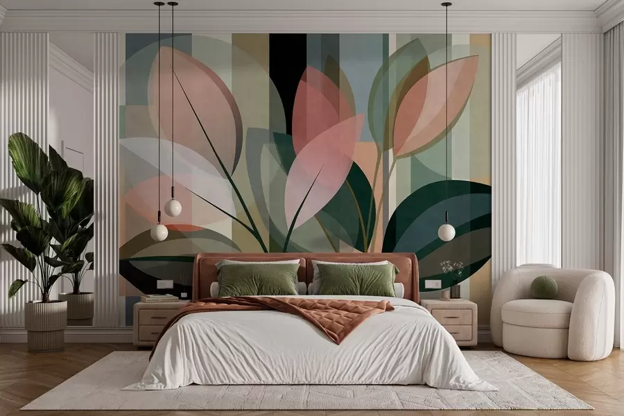murales Una elegante obra abstracta en la que aparecen plantas w05871