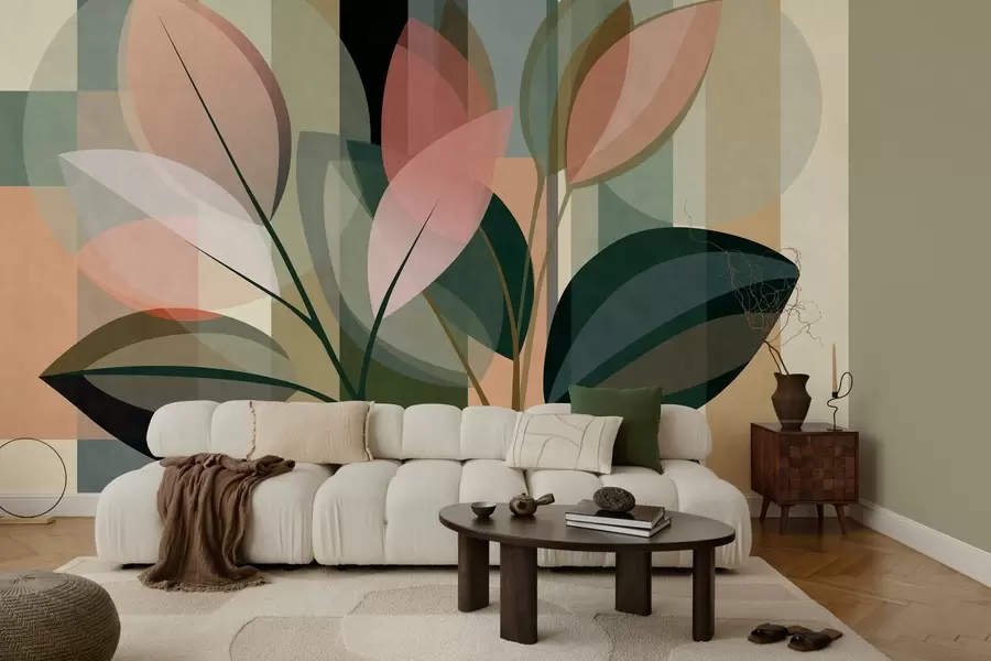 murales Una elegante obra abstracta en la que aparecen plantas w05871
