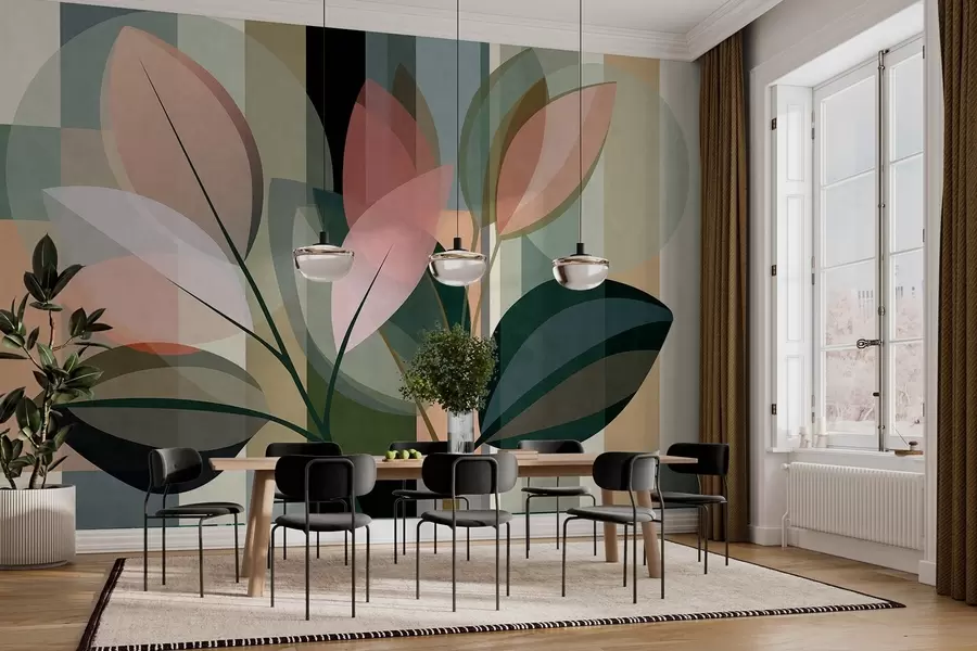 Wall Mural Photo Wallpaper A stylish abstract piece featuring plants w05871