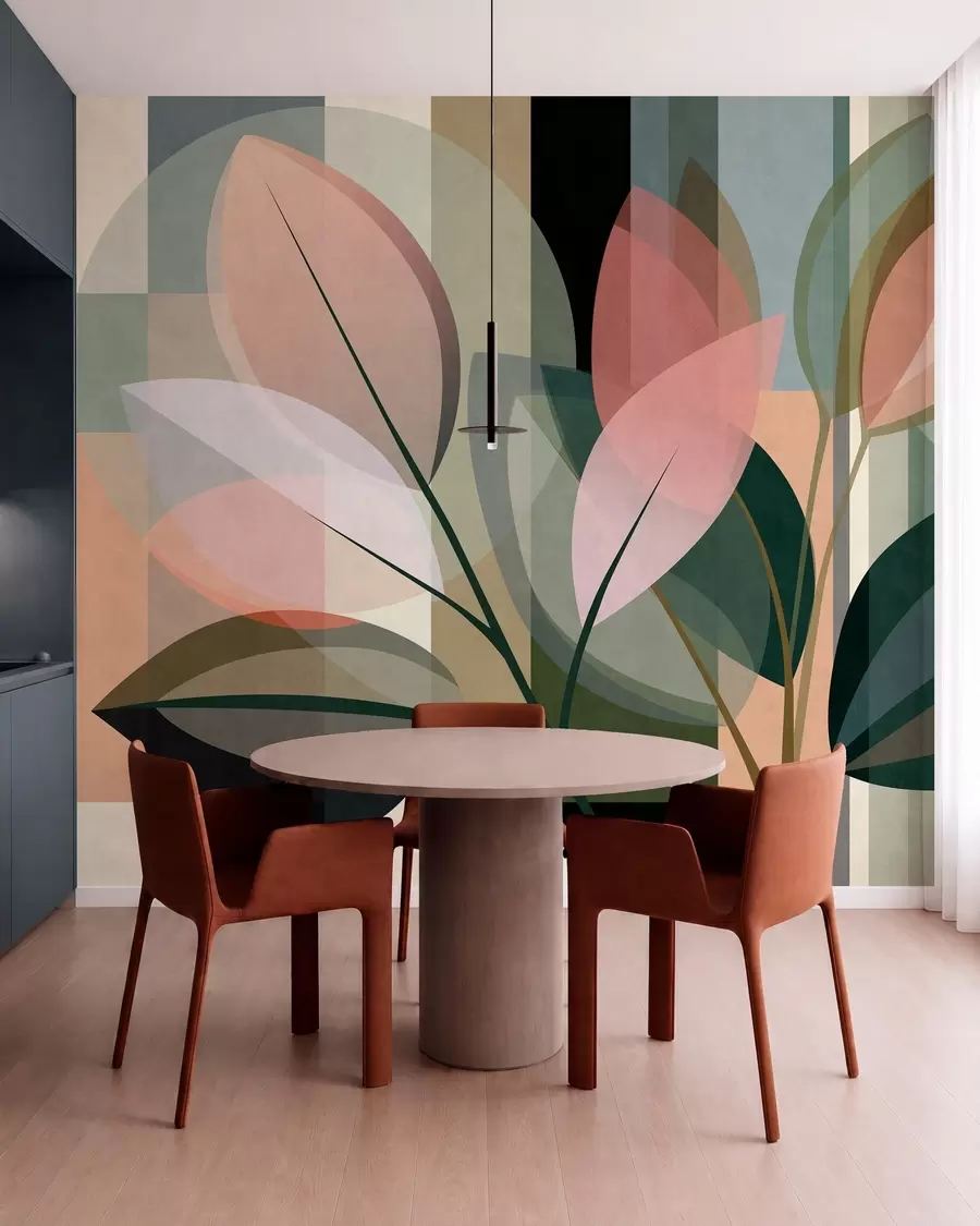 murales Una elegante obra abstracta en la que aparecen plantas w05871