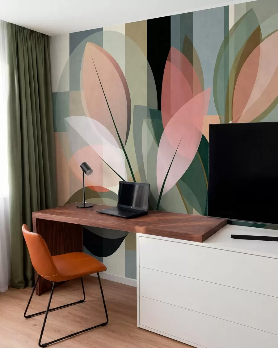 murales Una elegante obra abstracta en la que aparecen plantas w05871