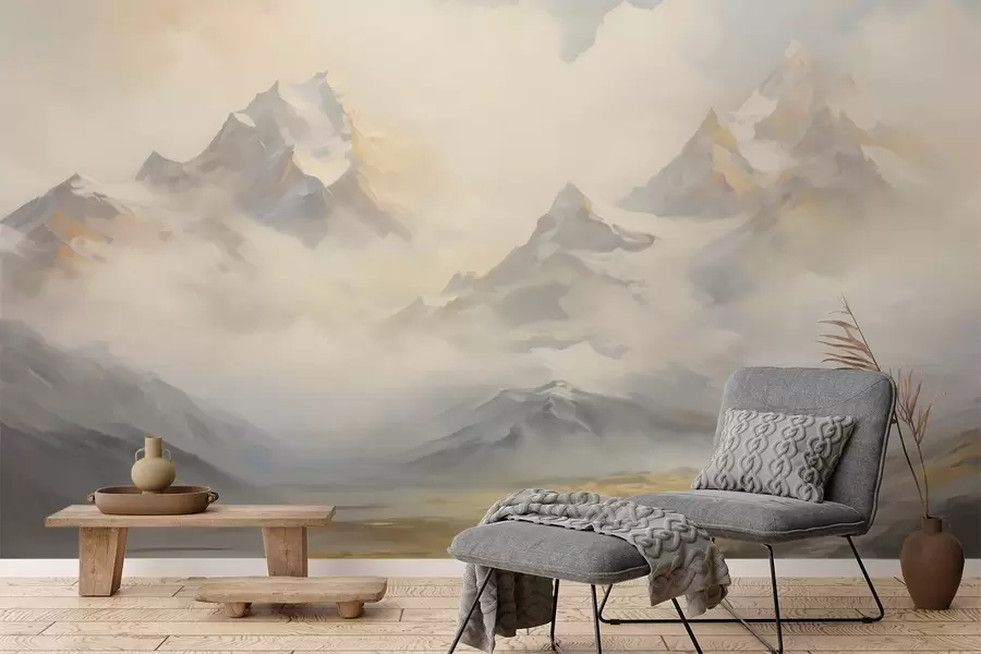 Wall Mural Photo Wallpaper Mountain landscape imitation of painting w05873