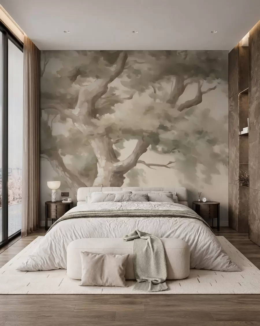 Wall Mural Photo Wallpaper Abstract tree, imitation of painting w05875