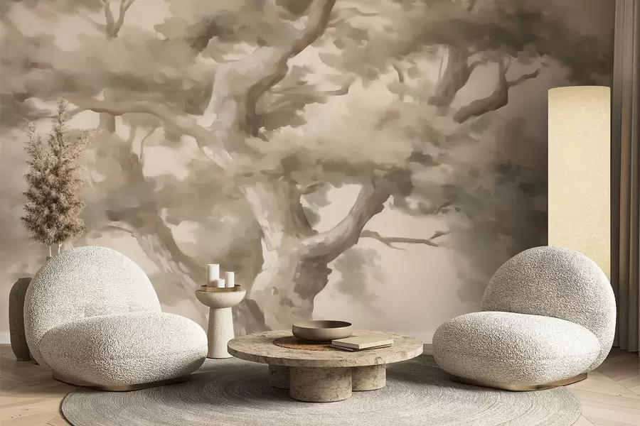 Wall Mural Photo Wallpaper Abstract tree, imitation of painting w05875