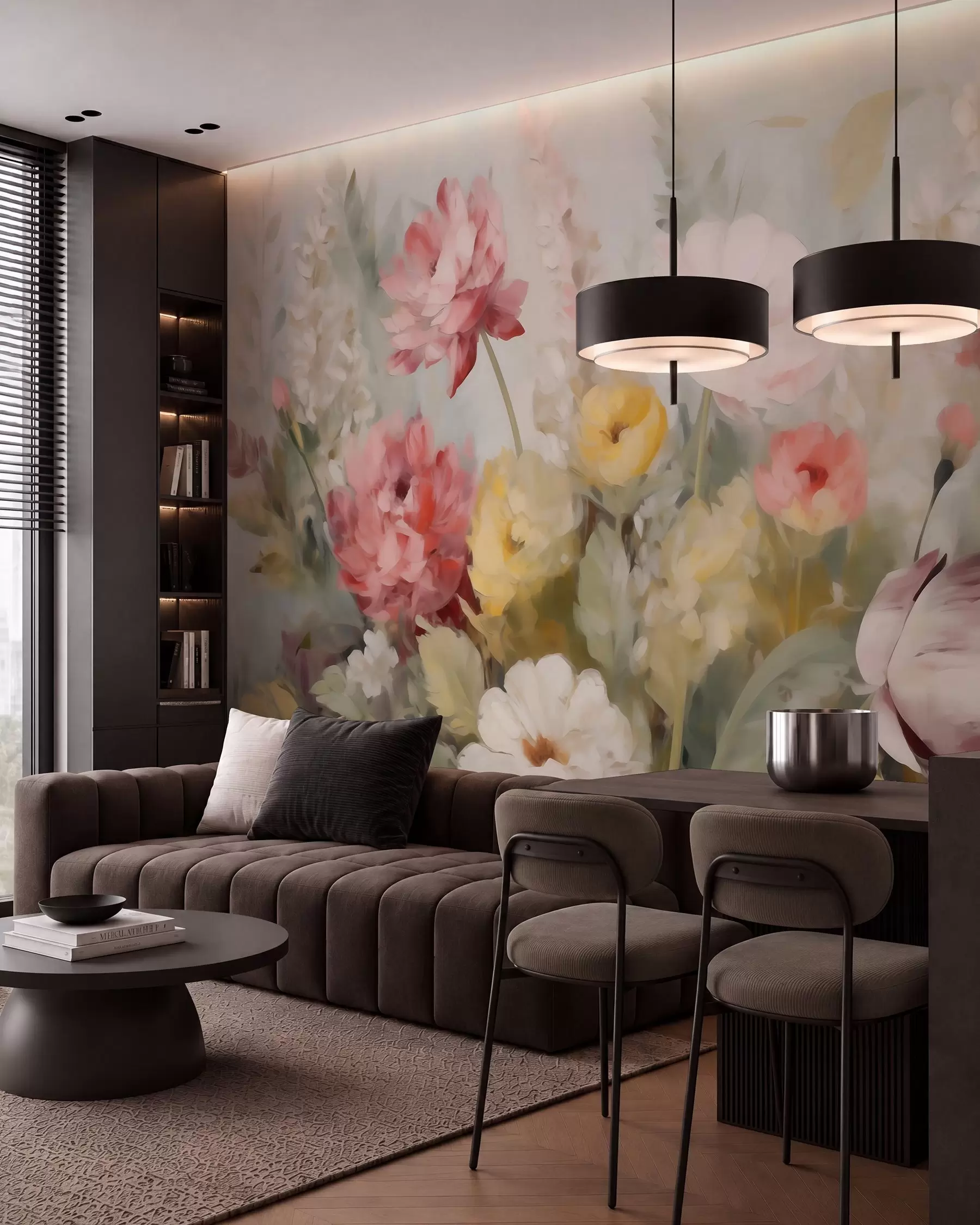 Wall Mural Photo Wallpaper Abstract flowers, imitation of painting w05877